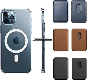 KIKET Magnetic Clear Case[1x Magnetic Black Leather Wallet Card Holder] Designed for iPhone 12 Pro Max[Anti-Yellowing] [Mil-Grade Drop Tested] Compatible with All MagSafe Accessories 6.7’’ 2021