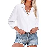siliteelon Womens Button Down Shirt Linen Button Up Shirts for Women Long Sleeve Summer Shirt Collared Blouse Linen Tops