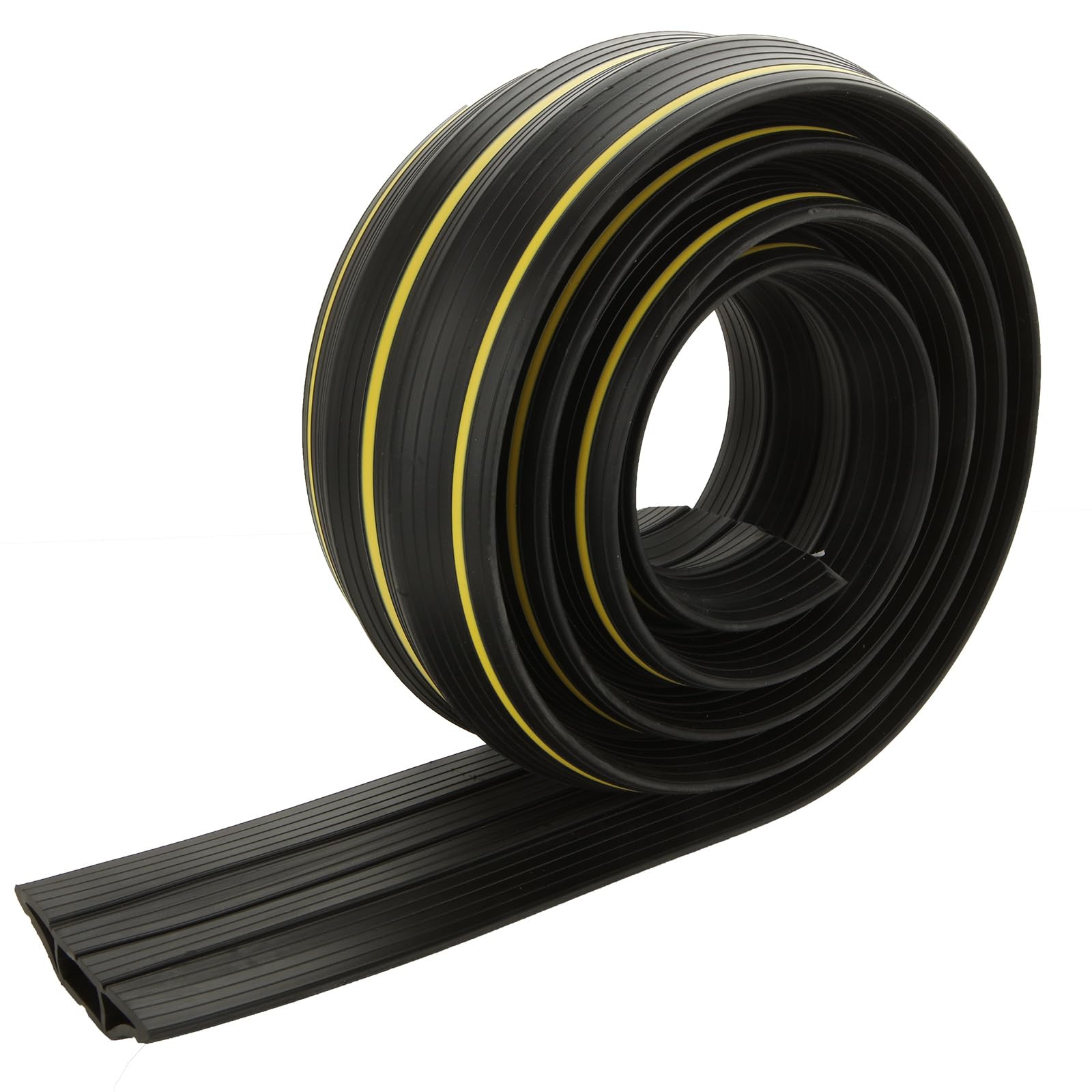 AKOLAFE 2M Cable Protector Floor Cable Cover Outdoor Black Rubber Wire Protector Waterproof Animal Proof Wire Covers with 3 Cord Channels for Garages, Offices, Retail, Gyms, Factories Protection