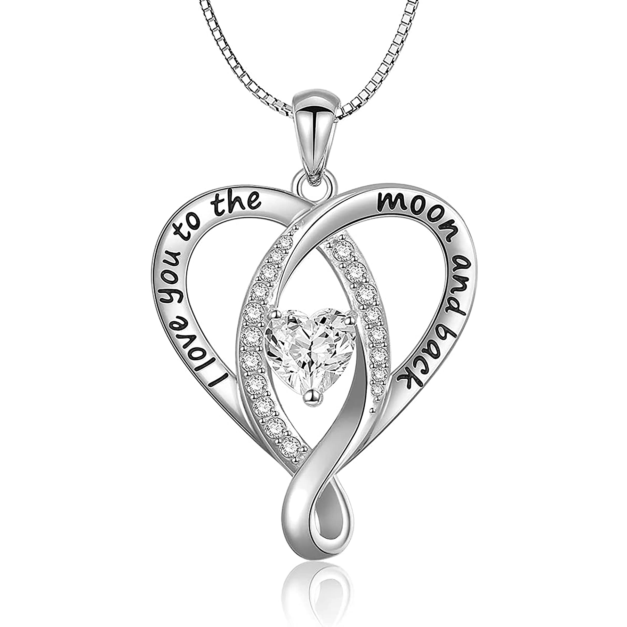 House of Pitroda Heart Necklace- Love you to the moon - 925 silver sterling - Gift for her