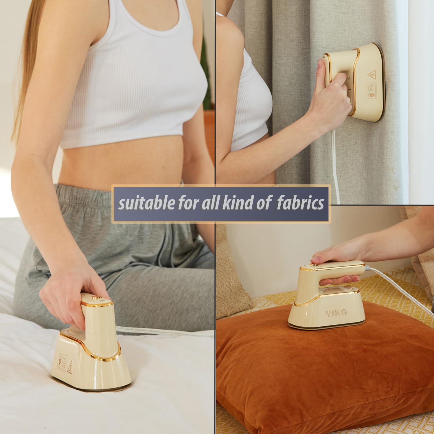 YIKA Steam Iron for Clothes, Handheld 2-in-1 Garment Iron steamer, 25s Heat Up, Ceramic Soleplate, Dry Pressing & Steaming Fabric Wrinkle Remover for Clothing, Upholstery and All Fabrics