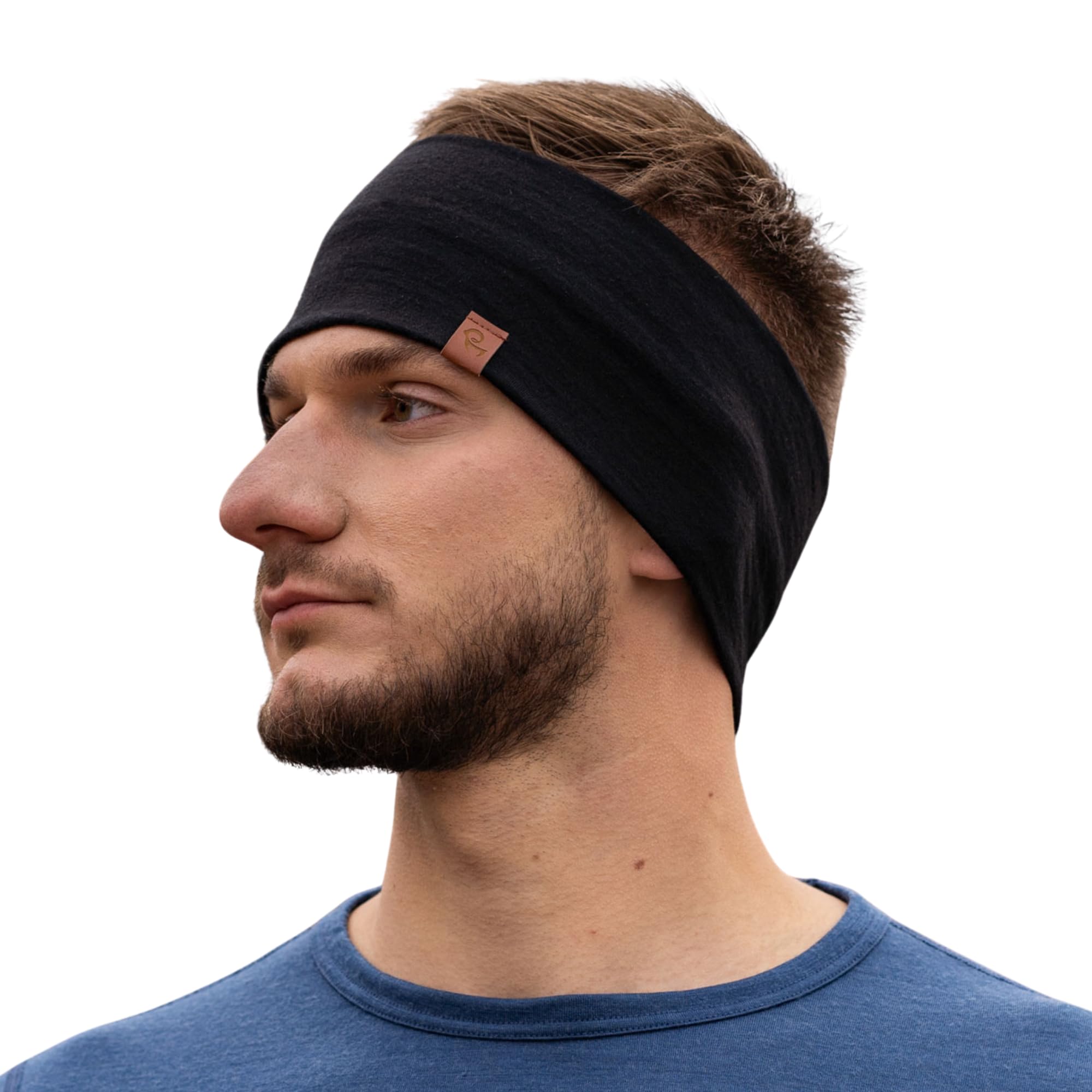 menique 100% Merino Wool Headband Men & Women – Sports Sweatband,Thermal Wool Ear Warmer, Sweat Band, Workout Hairband for Running, Cycling, Yoga, Hiking, Gym, Long Hair (Black)