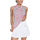 Soneven Womens Sleeveless Golf Shirt Moisture Wicking Athletic Golf Tank Top Printed Polo Tennis Shirts (XS-3XL)