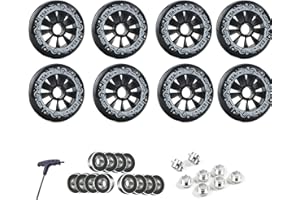 GXBHSP 8 Pack Inline Skate Wheels 90mm 100mm 110mm Inline Wheels Replacement with ABEC-9 Bearings 85A Hardness Increased Speed and High-Grip Performance