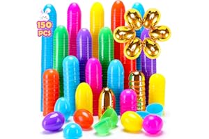 YEAHBEER 150 Easter Eggs, 2.36" Bright Colors Plastic Easter Eggs Empty Include 6 Golden Eggs for Easter Hunt,Filling Treats, Basket Stuffers, Party Favor (150 Pack)