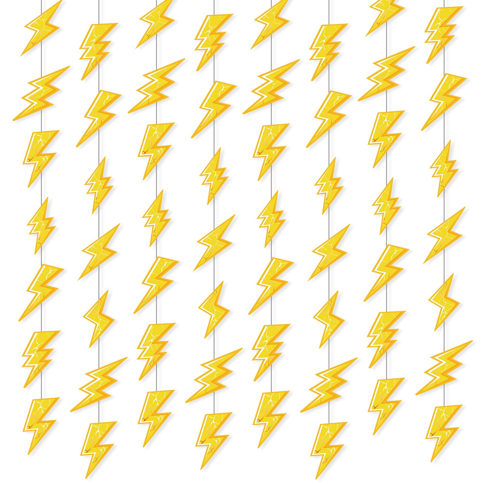 Photo 1 of Humyoun 8 Pcs Lightning Hanging Decoration Lightning Bolt Hanging Banner Gold Lightning Flash Decor Weather Themed Decor for Yellow Lightning Birthday Party Baby Showers Decoration Supplies
