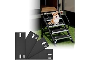 DZGKGM RV Step Covers 4 Pack –Non-Slip Trimmable Self Adhesive EVA Foam RV Step Carpet, Camper Step Covers Deck, RV Stair Rug for Lippert & MORryde Trailer Step, Black Diamond Pattern, 19 x 7.5 inch