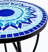 VONLUCE Mosaic Side Table 53.5cm Indoor Outdoor Accent Table Blue Mandala view 9