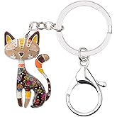 BONSNY Enamel Alloy Chain Cat Key Chains For Women Car Purse Handbag Charms keychains Gifts
