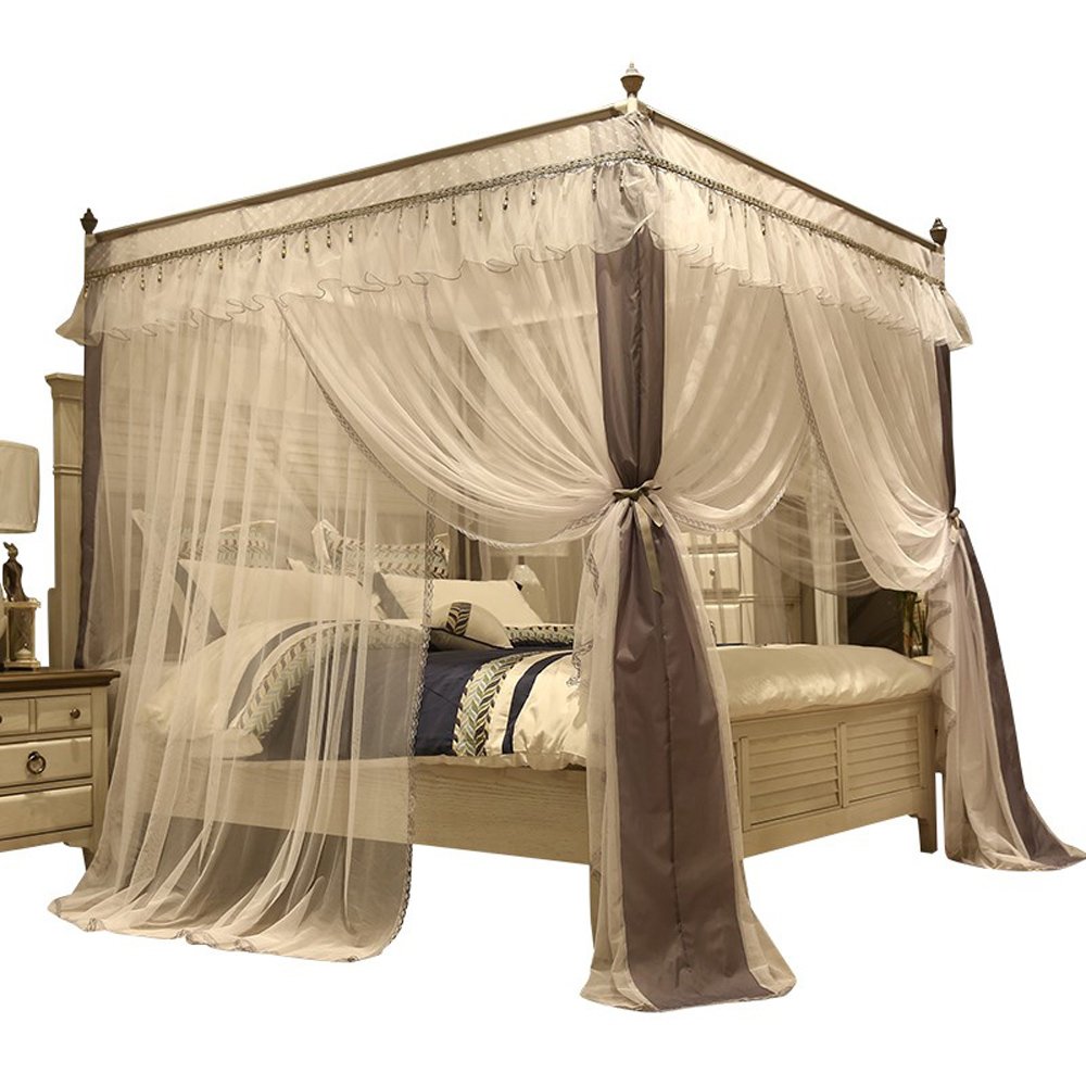 4 Corner Canopy Bed Curtains For Girls Bed Canopies Mosquito Net Bed Frame Draperies Nattey Bed Canopies Drapes Home Kitchen Alumat Pl