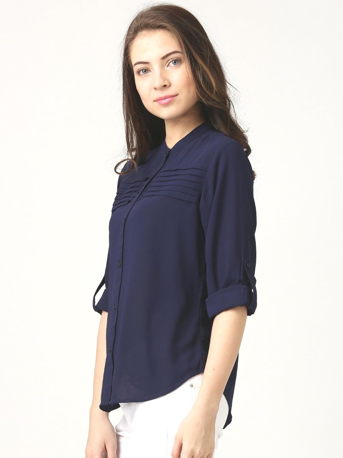 marie claire women's shirt (mc10056--l, blue, large)