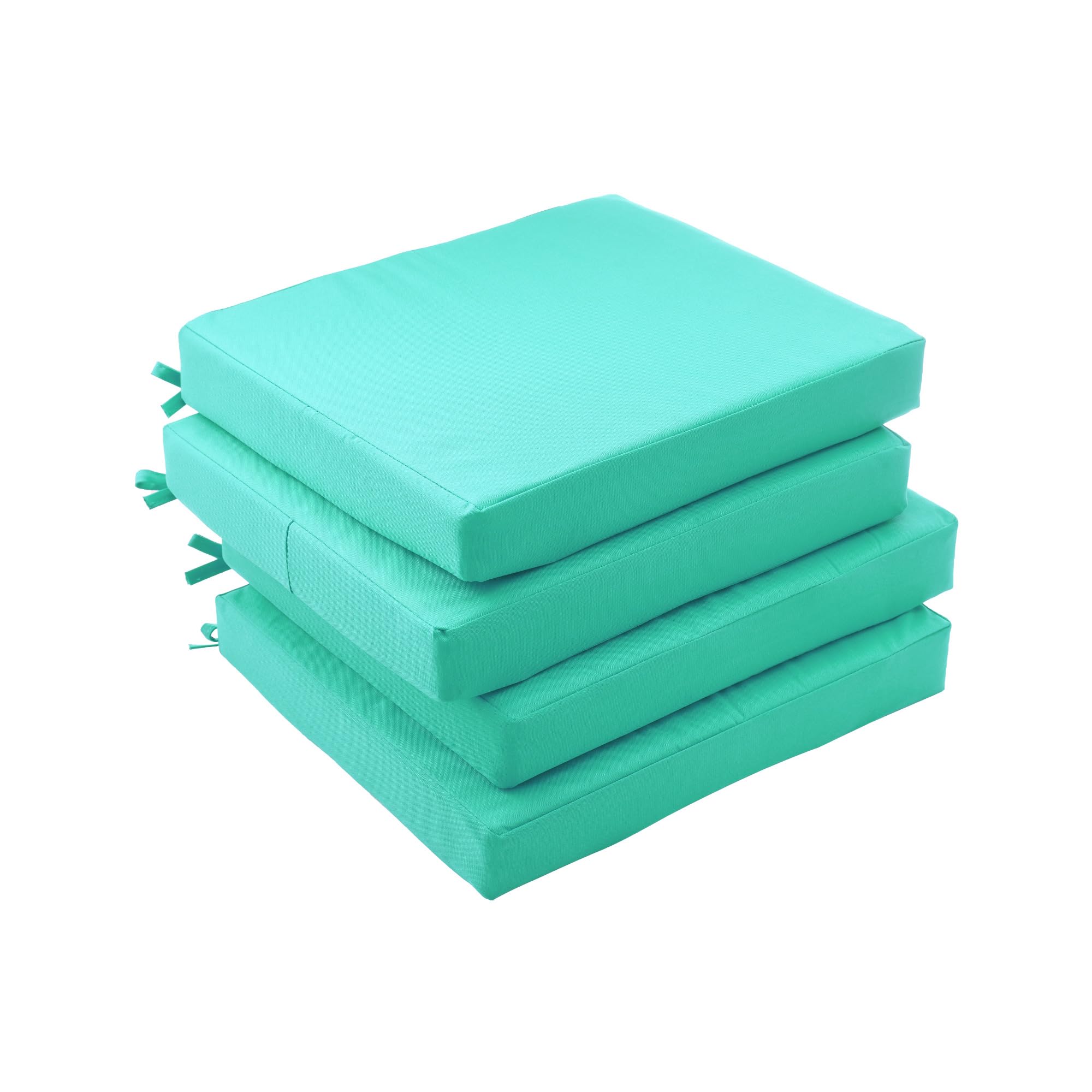 Photo 1 of KCVV Outdoor Chair Cushions Set of 4,Patio Cushions for Outdoor Furniture,Waterproof Patio Chair Cushions with Ties,Memory Foam Outdoor Seat Cushion,18.5"x16"x3" (Teal)