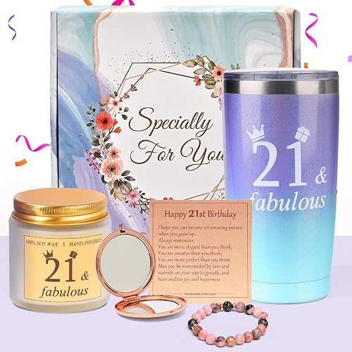 MEKEET 21th Personalised Birthday Hampers, Birthday Gifts for Women, Unique Gifts for Women, Set for Woman Best Friends Female Sister Mom Daughter Wife Her Girlfriend Coworker Bestie Weihnachten