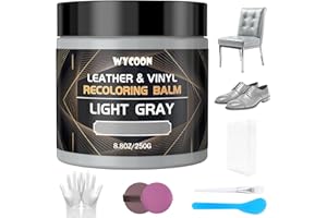 WYCOON Leather Recoloring Balm & Color Restorer | Light Gray Leather Dye, Paint & Repair Kit for Furniture, Couches, Car Seats, Shoes|Restore Faded & Scratched Surfaces