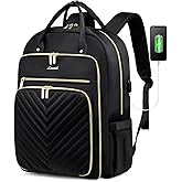 LOVEVOOK Laptop Backpack Women Teacher Backpack,17.3 Inch Laptop Bag with USB Port,Waterproof Daypack for Work Travel,Black