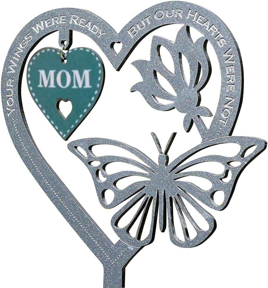 Om Memorial Gift Butterfly Ornament, Garden Memorial Plaque Mothers Day Fathers Day Crafts Gifts, Memorial Keepsake Decoration, Lawn Garden Yard Signs Stakes Outdoor Decor (Mom)