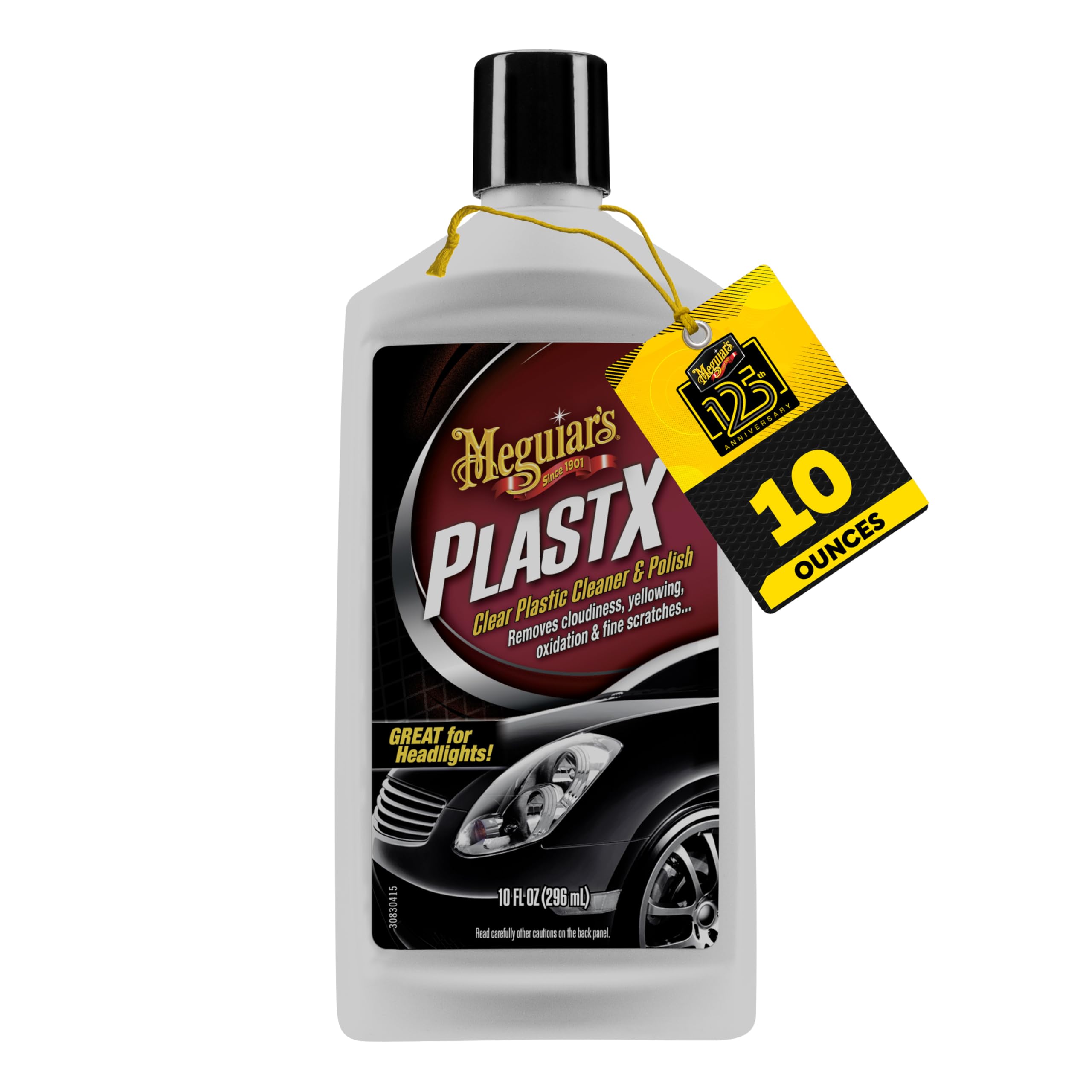 Meguiar's PlastX Clear Plastic Polish, Headlight Restoration Polish, Plastic Cleaner & Scratch Remover, Restores Clarity, Removes Yellowing, Oxidation & Cloudiness, 10 Oz