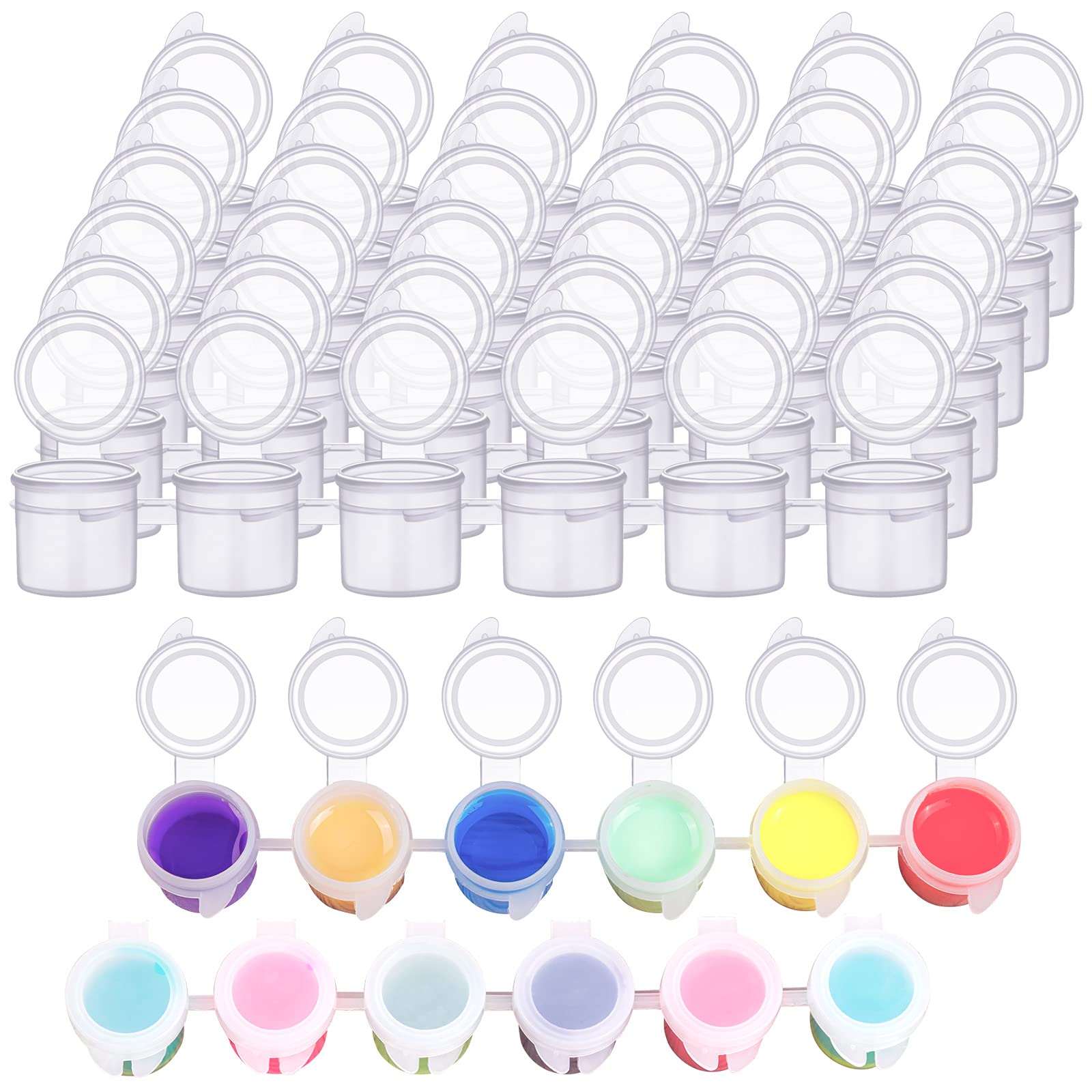 Photo 1 of YGAOHF 36 Pcs Empty Paint Pots, Large empty Paint Pots with Lids, Easy Open Acrylic Paint Container Paint Strips for Kids Classroom School Painting Art Supplies