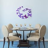 TUPARKA 36 Pieces 3D Butterfly Wall Stickers Purple PVC Magnets Dots view 6