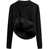 Gihuo Womens Fleece Sweaters Sherpa Lined Thermal Shirts Long Sleeve Warm Base Layer 2026 Knit Fall Sweaters