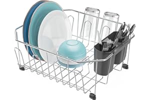 GSlife Small in Sink Dish Drying Rack - Stainless Steel Compact Dish Drainer for RV Kitchen Apartment Sink, 1–2 Person Househ