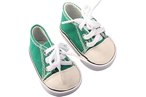 MSYO Cute Canvas Shoes for 18-Inch Dolls, Available in 10 Colors, Low-Top Doll Canvas Sneakers with Laces for 18 Inch Dolls, Match for 18 Inch Boy or Girl Dolls - Green Doll Shoes