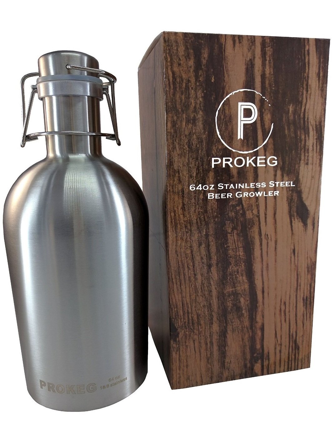 PROKEG Stainless Steel Beer Growler 64oz 2L Flip Top Single Wall