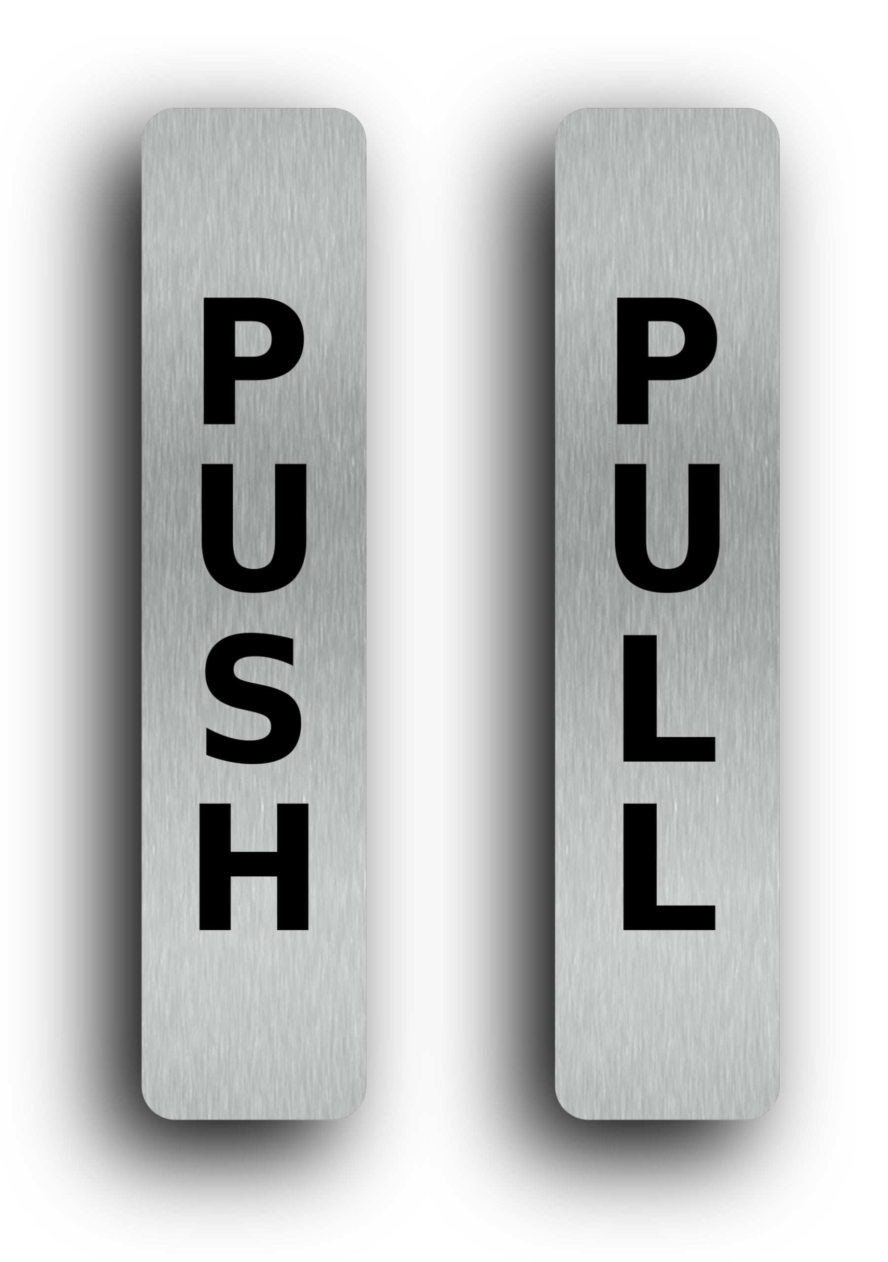 SILVER Push Pull Set Pair of Door Signs for businesses, restaurants, bars, hotels, schools, cafe. Tough 1.6 mm Thickness Material, Durable, Guaranteed not to Tear