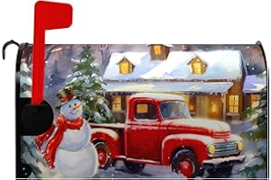 Dacawin Winter Snowman Mailbox Covers Magnetic Standard Size Merry Christmas Truck Mailbox Cover Holiday Christmas Tree Snowflake Mailbox Wraps Post Cover Decor Waterproof 21 X18 Inch