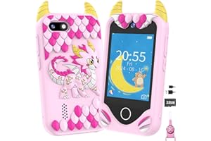 YOSFENG Kids Smart Phone for Girls Gifts - Toddler Christmas Birthday Gift for Age 3 4 5 6 Year Old, Kids Cell Phone Toy with Touchscreen, Dual Cameras, Learning, MP3 Player, Games with 32 GB Card