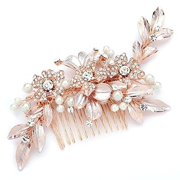 Amazon Com Mariell Rose Gold Designer Bridal Hair Comb Wedding