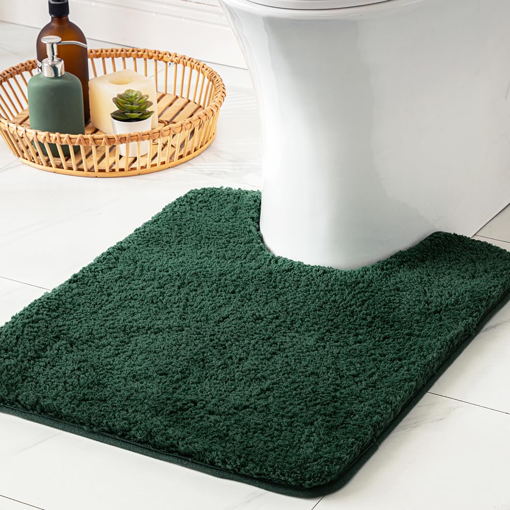 MIULEE Bath Mat Non Slip Absorbent Bathroom Soft luxurious Shower Small Mat Doormat Inside Rugs Kitchen Rugs Carpet Mat Washable for Bathroom Bedroom Kitchen Entrance 50x50 cm Deep Green