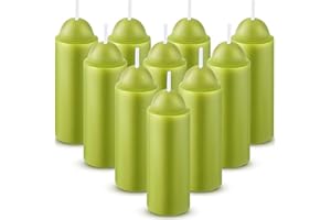 Dunkive 10 Pcs 15h Green Scented Candle for Lanterns, Emergency Candle with 5% Essential Oil for Holidays Relaxation, Smokeless Long Lasting Candles for Home Power Outage, Camping, Survival