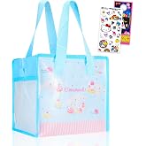 SANRIO Cinnamoroll Tote Bags, Medium Reusable Grocery Bag Bundle | Hello Kitty 9" Tote Bag for Shopping Groceries Gift Bags for Kids Adults Features Sanrio Cinnamoroll, Stickers, More