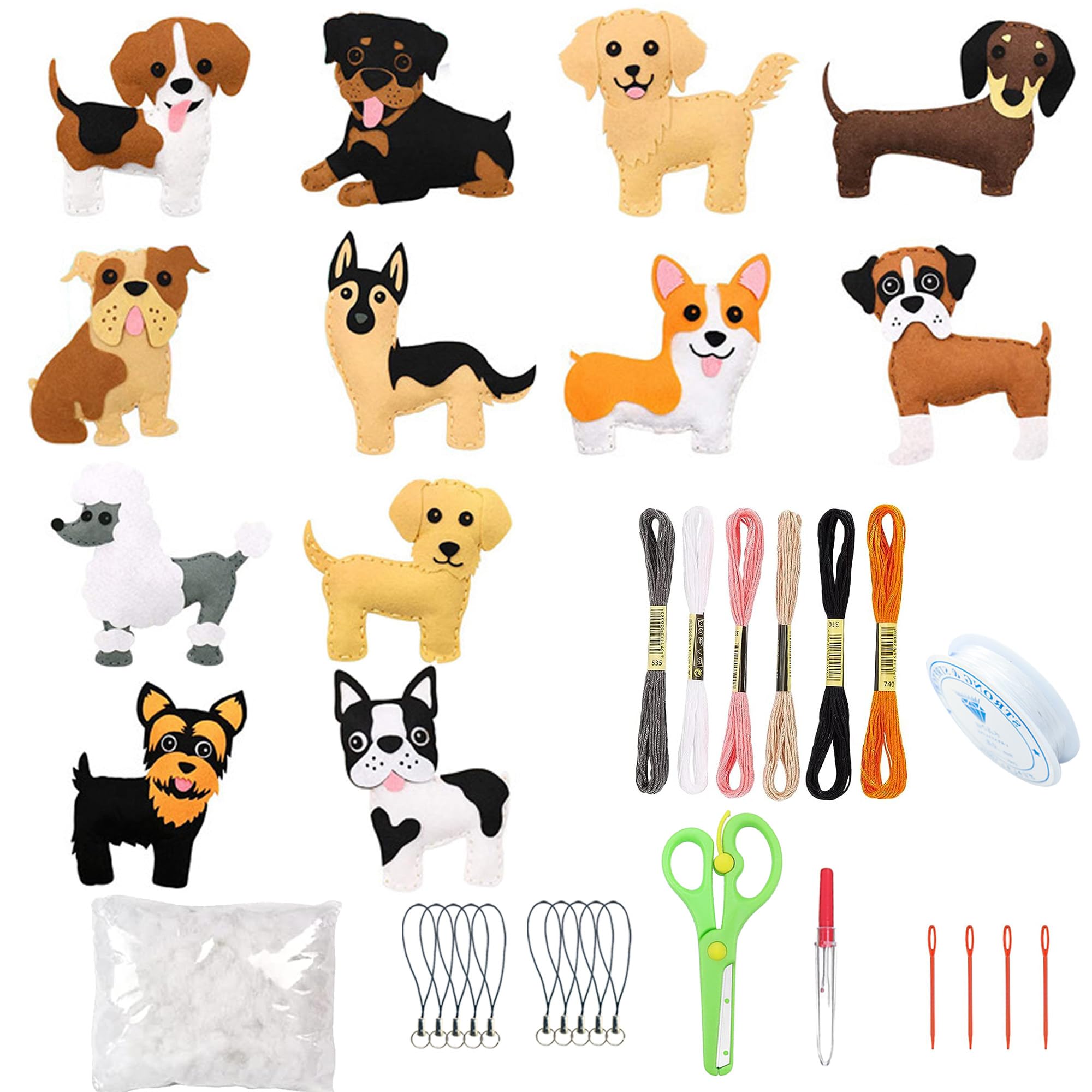Allazone Animal Sewing Kit - Craft Kit for Kids, Ideal for Felt Ornaments and Dog Felt Projects