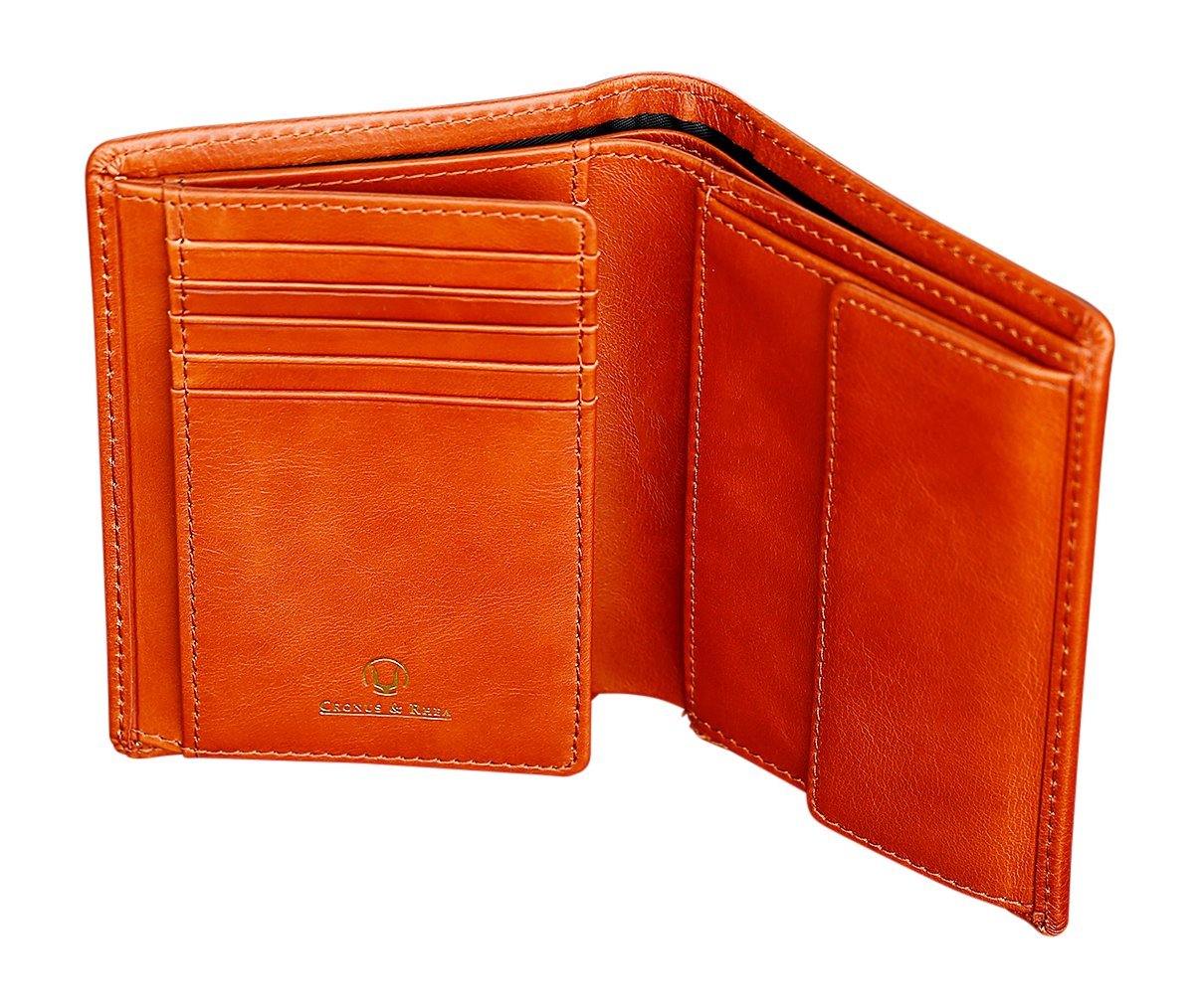 Cronus & Rhea - Wallet with Coin Pocket Made of Leather (Charon) - Money Clip Pouch - with Box - Men Women (Cognac)