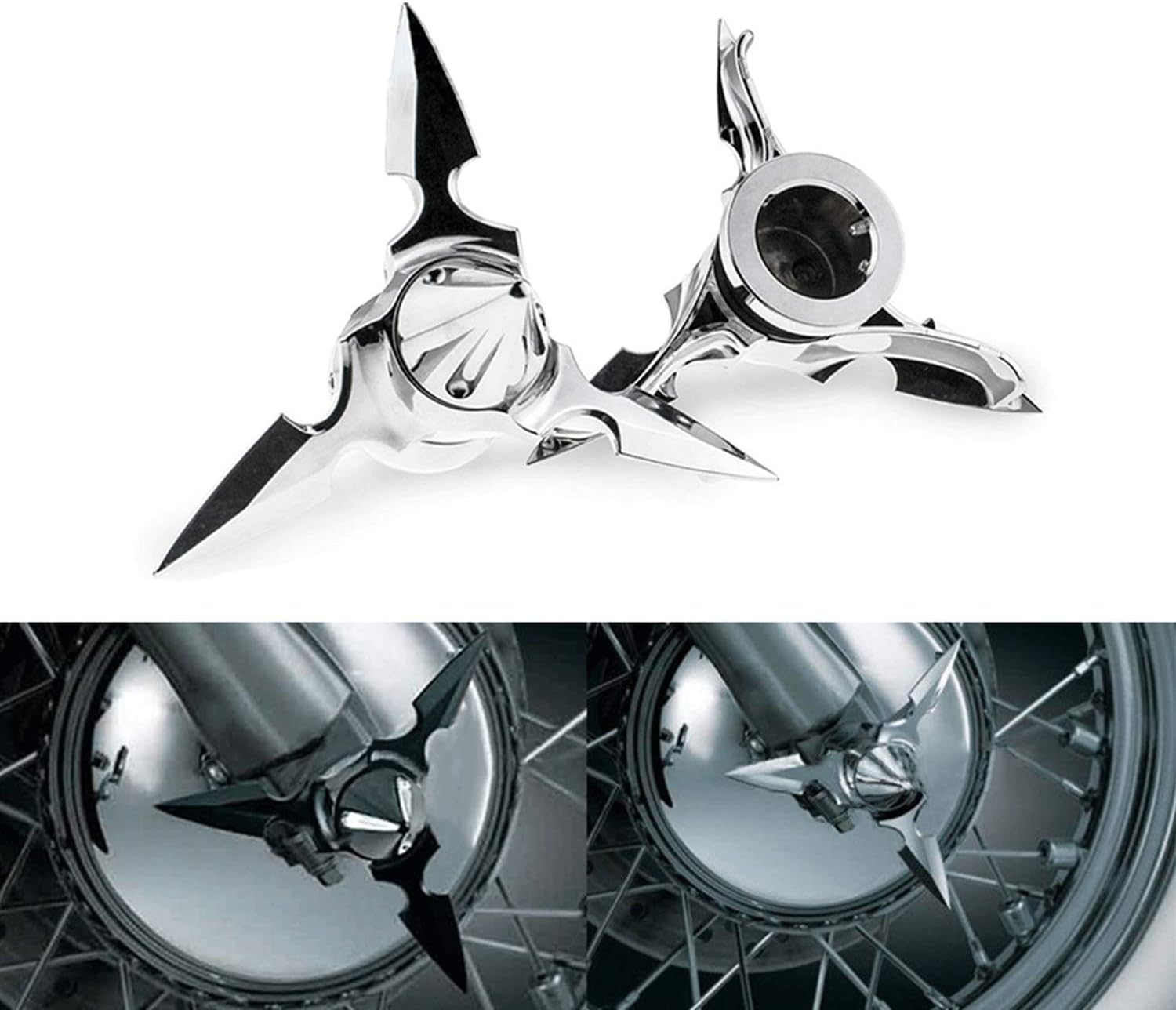 CCAUTOVIE Chrome Spun Blade Spinning Front Axle Cap Nut Cover For Harley Touring Softail Dyna Sportster 883 1200 2008-2019