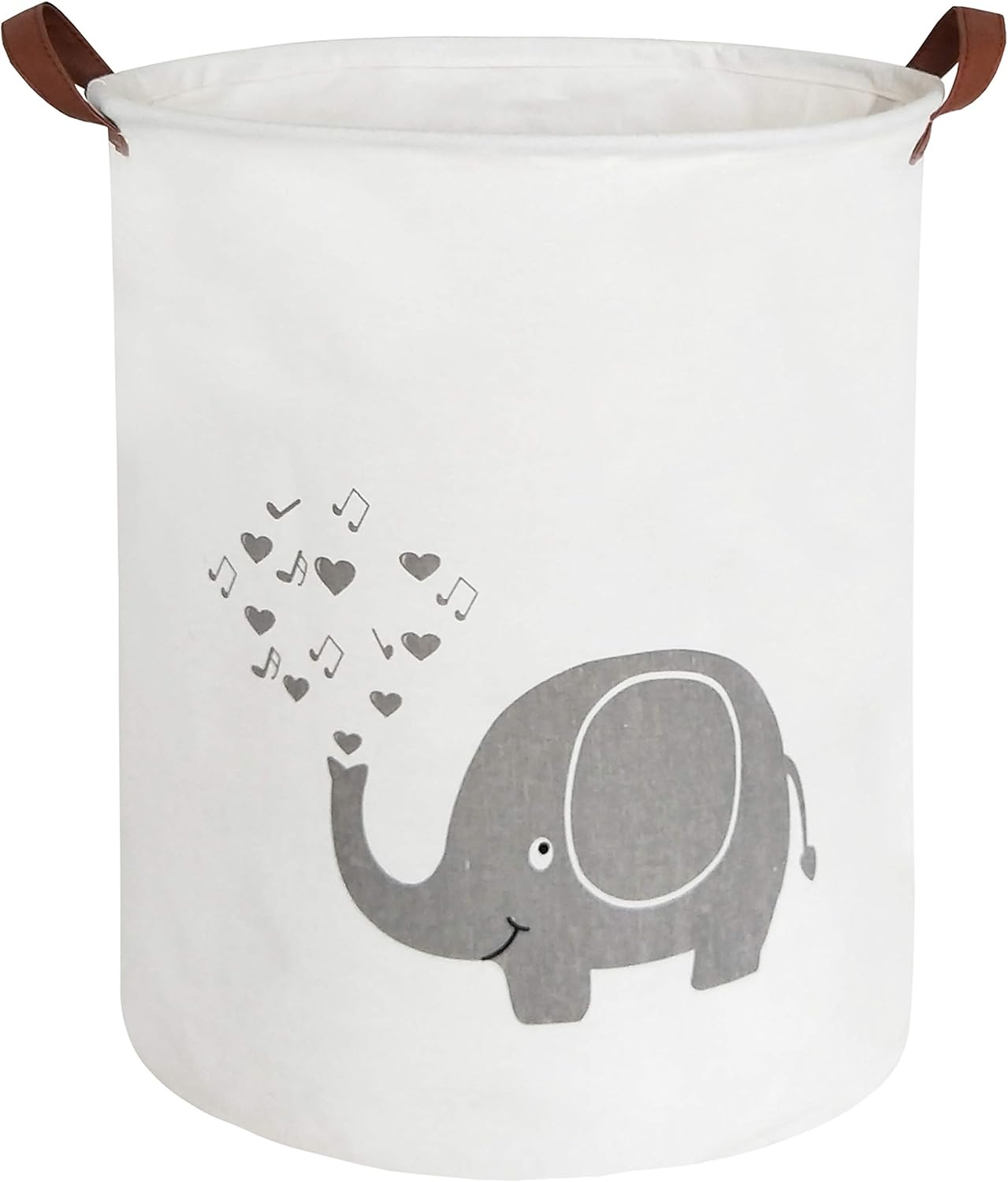 HIYAGON Large Sized Storage Baskets with Handle,Collapsible & Convenient Home Organizer Containers for Kids Toys,Baby Clothing (Music Elephant)