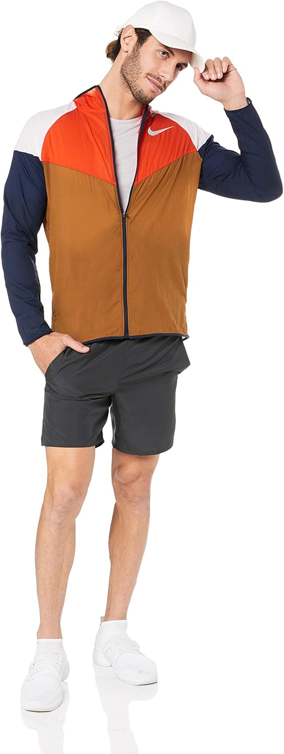 Nike Men's Windrunner Running Jacket, Ale Brown/Team Orange/Reflective Sliver (ALE Brown/Team Orange/Reflective SILV, X-Large) : Clothing