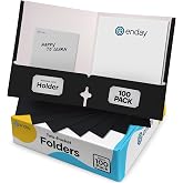 Black Paper Folders with Pockets (100 Pack) - Letter Size Two Pocket Folder Bulk, Premium Quality, Portfolio - by Enday