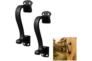 SaKeGa Medieval Solid Cast Iron Door & Cabinet Pull Handles with Compact Grip, Set of 2, 6 inch Rustic Vintage Hardware for Drawers, Cabinets & Decorative Doors