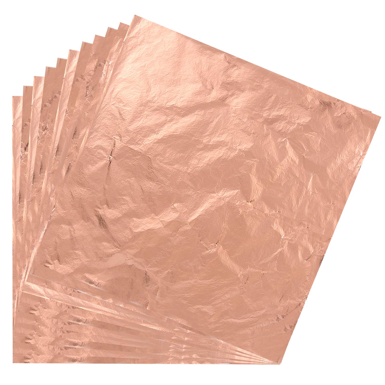KUUQA 100 Sheets Rose Gold Imitation Leaf for Gilding Crafting,Arts Project Crafting Decoration(14x14cm)