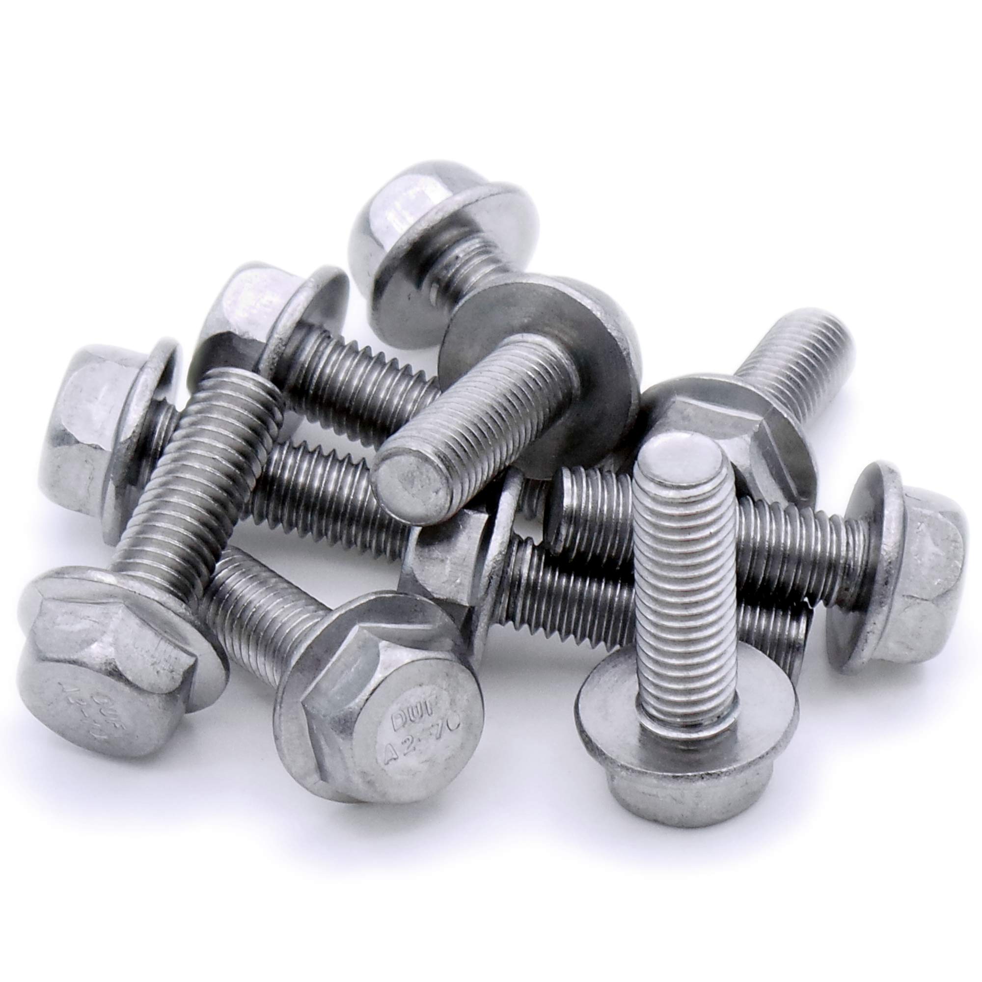 M6 (6mm x 50mm) Flanged Hex Bolt (Fully Threaded Setscrew) - Stainless Steel (A2) (Pack of 10)