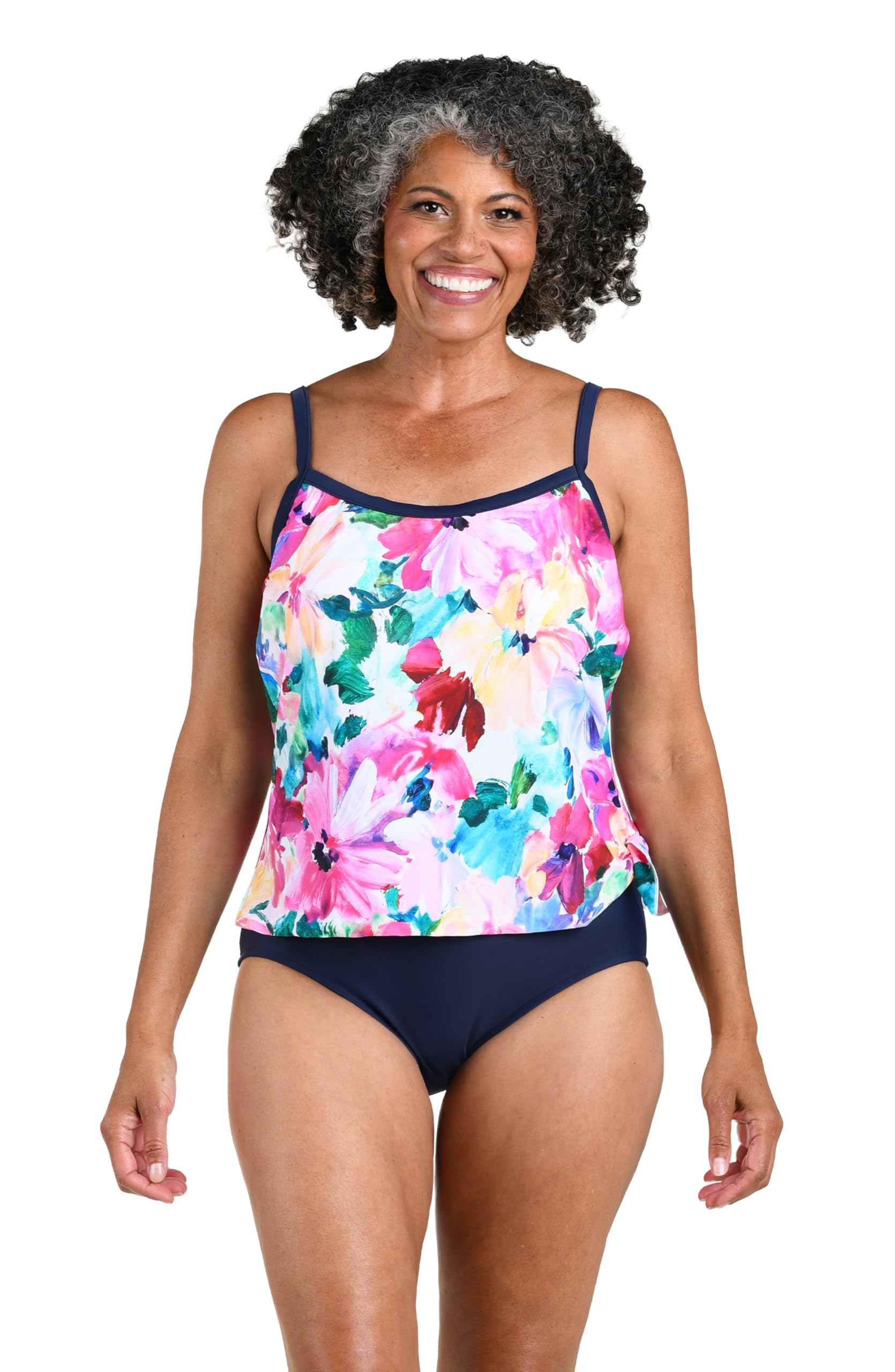 Maxine of Hollywood Women’s Scoop Neck Faux Side Tie One Piece Swimsuit, Multi, 16