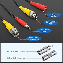 Omilik 4 Pack 100ft BNC Video Power Cable Security