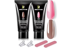 BEVINAS Poly Gel Nail Kit Professional Poly Gel Nail Colors Poly Nail Gel Extension Gel 2.3oz 2PCS (PINK&COFFEE)