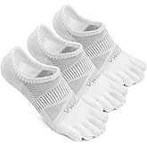 VWELL No Show Toe Socks for Men Women COOLMAX Five Finger Socks Athletic Running Ankle Low Cut 5 Toe Socks (3Pairs)