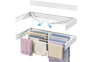 APEXCHASER Wall Mounted Clothes Drying Rack,38"-97cm Foldable Laundry Drying Rack Folding Indoor, Retractable Drying Rack, Dr
