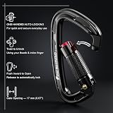 FresKaro 3 Pack Locking Carabiners UIAA 25kN Auto Lock D Shape 60g view 3