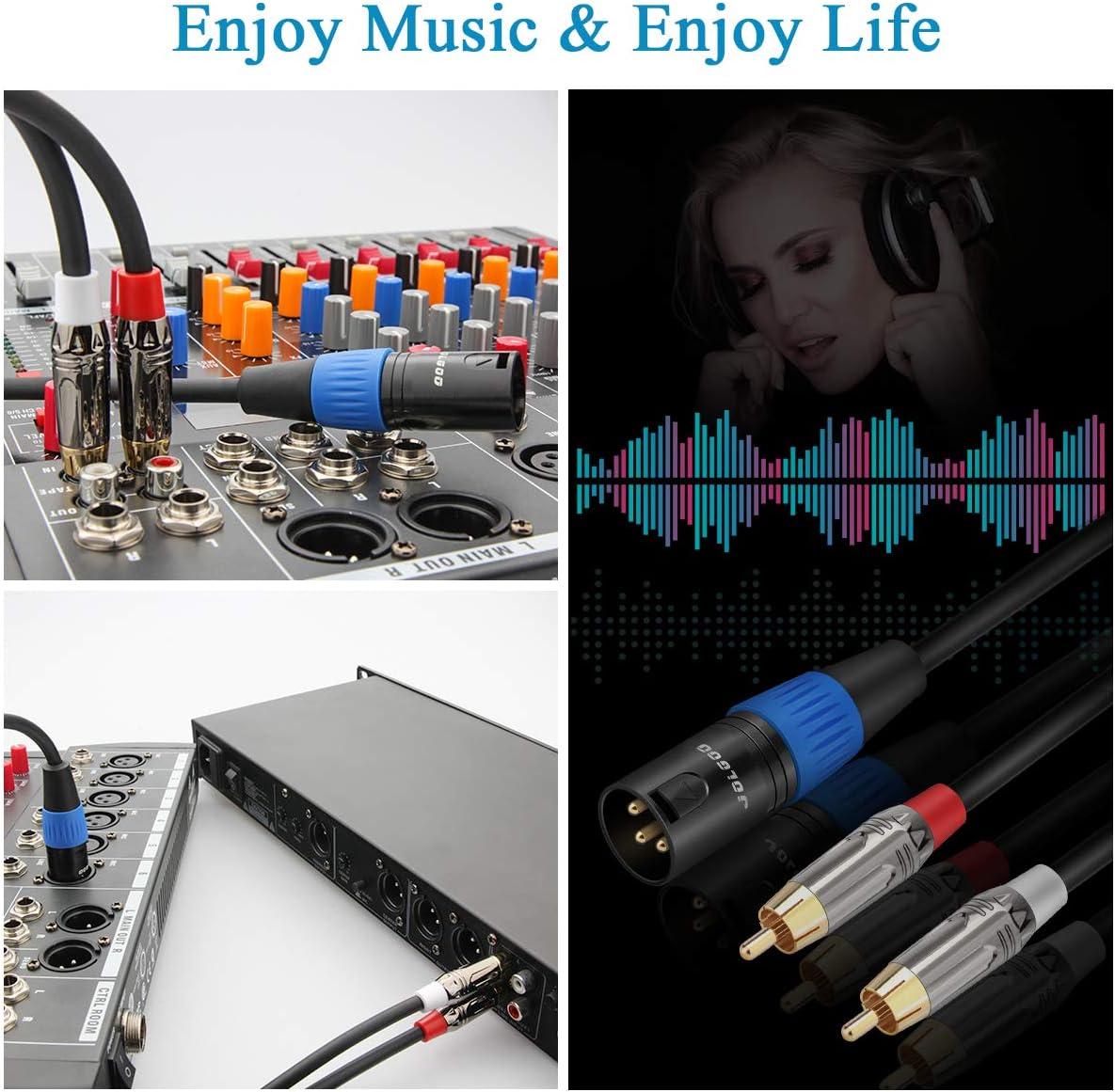 JOLGOO Unbalanced Dual RCA to XLR Male Y Splitter Patch Microphone Cable, 1 XLR Male to 2 RCA Male Y Adapter Cord Cable, 3.3 Feet: Home Audio & Theater